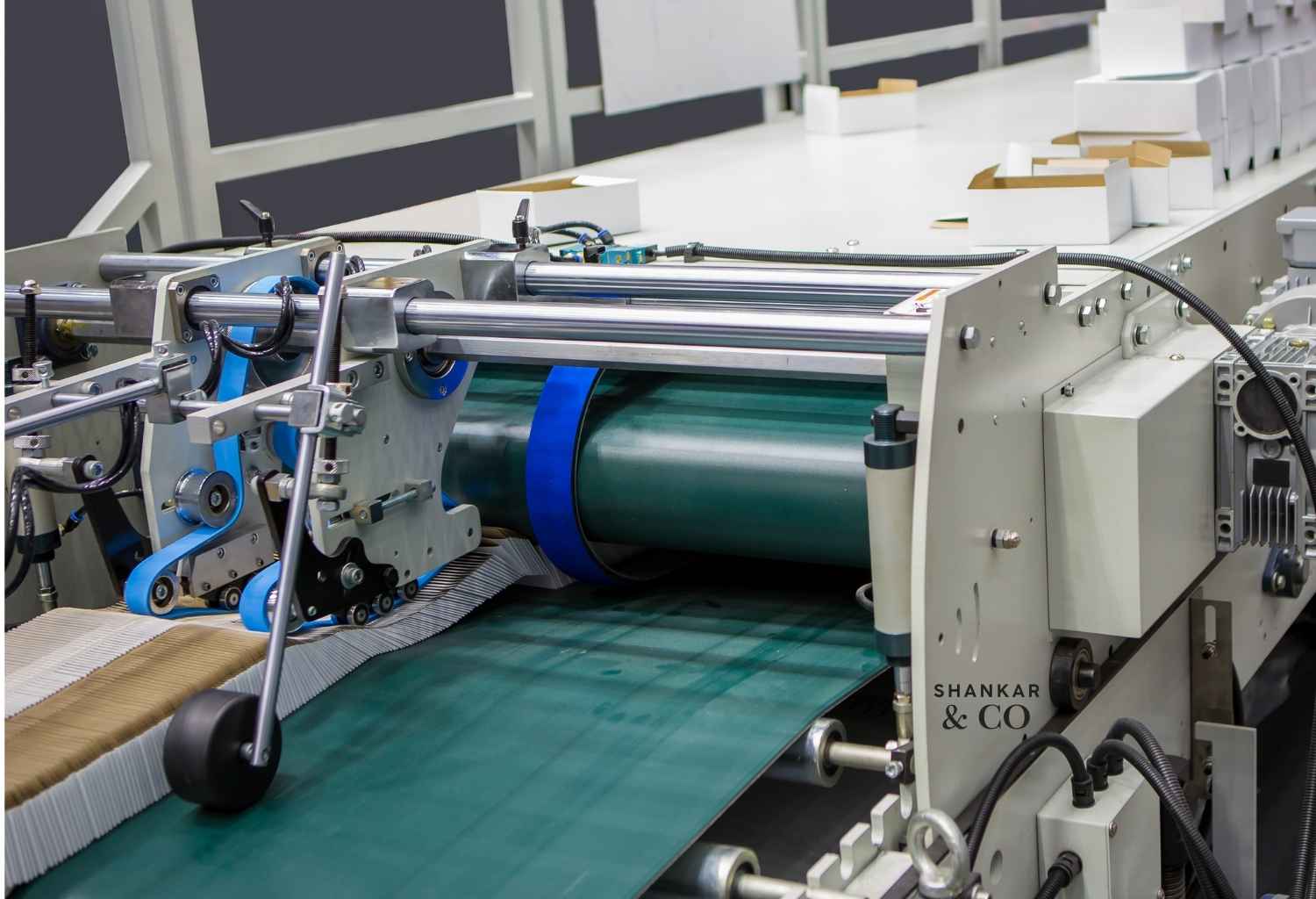 Best Offset Printing technology in Tiruppur. Shankar & Co Folder Gluer with 4 corner pasting Machine